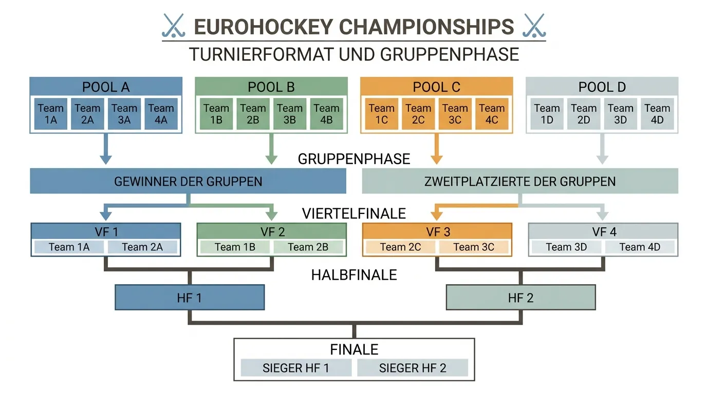 EuroHockey Championships Format Gruppenphase und K.o.-Runde für Feldhockey-Wetter erklärt