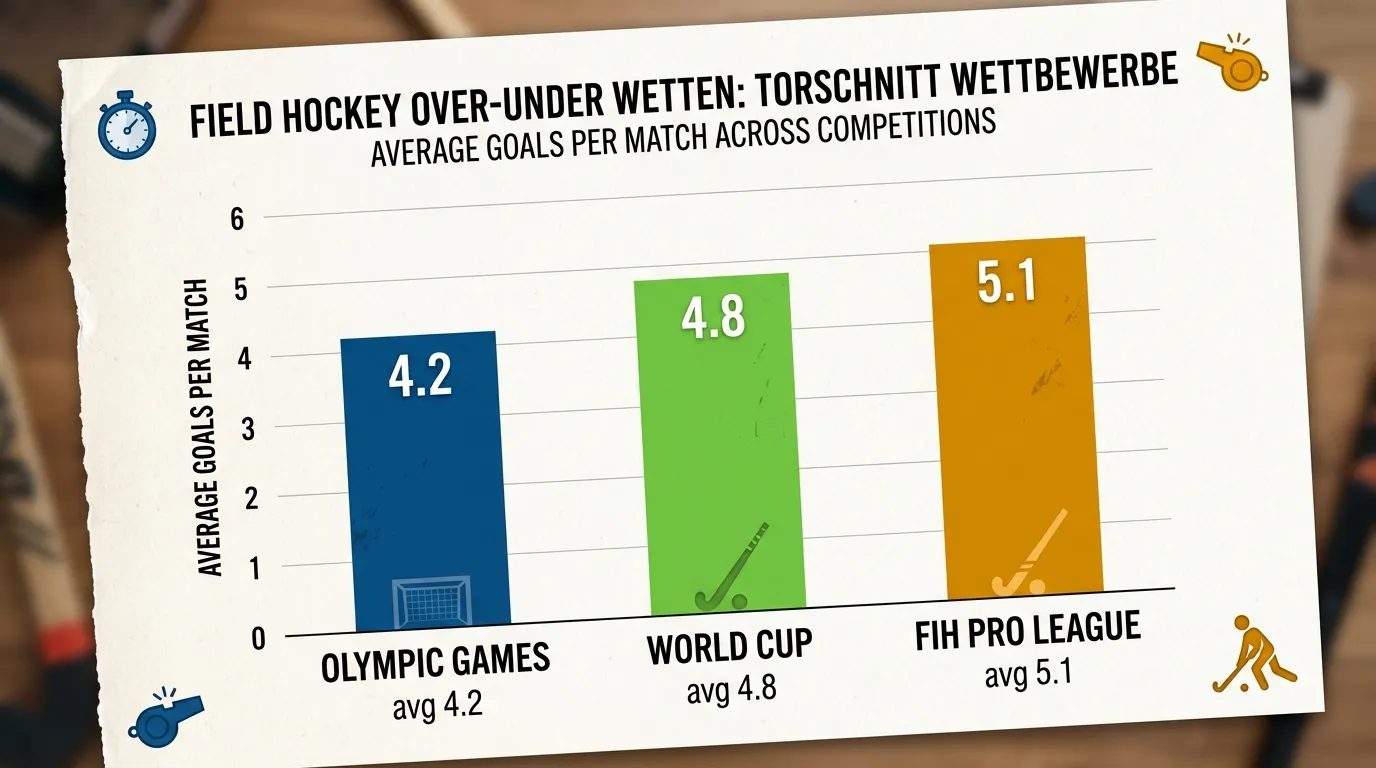 Feldhockey Torschnitt verschiedene Wettbewerbe Over/Under Linien Vergleich Turnier Liga