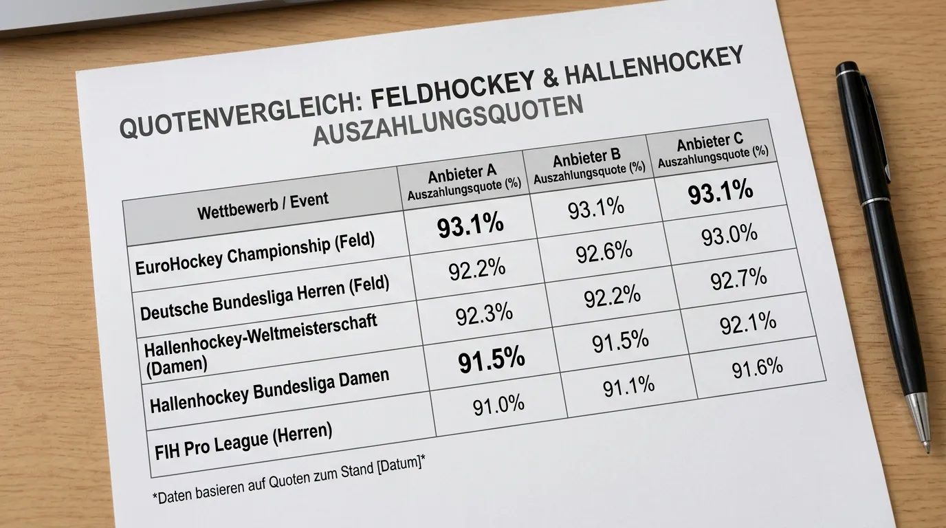 Auszahlungsquoten-Vergleich Hallenhockey und Feldhockey bei internationalen Turnieren