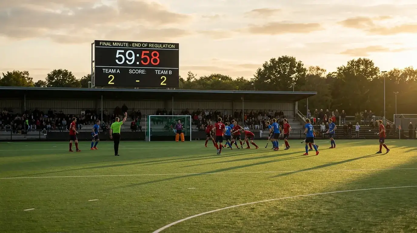 Feldhockey reguläre Spielzeit Erklärung — vier Viertel à 15 Minuten ohne Verlängerung