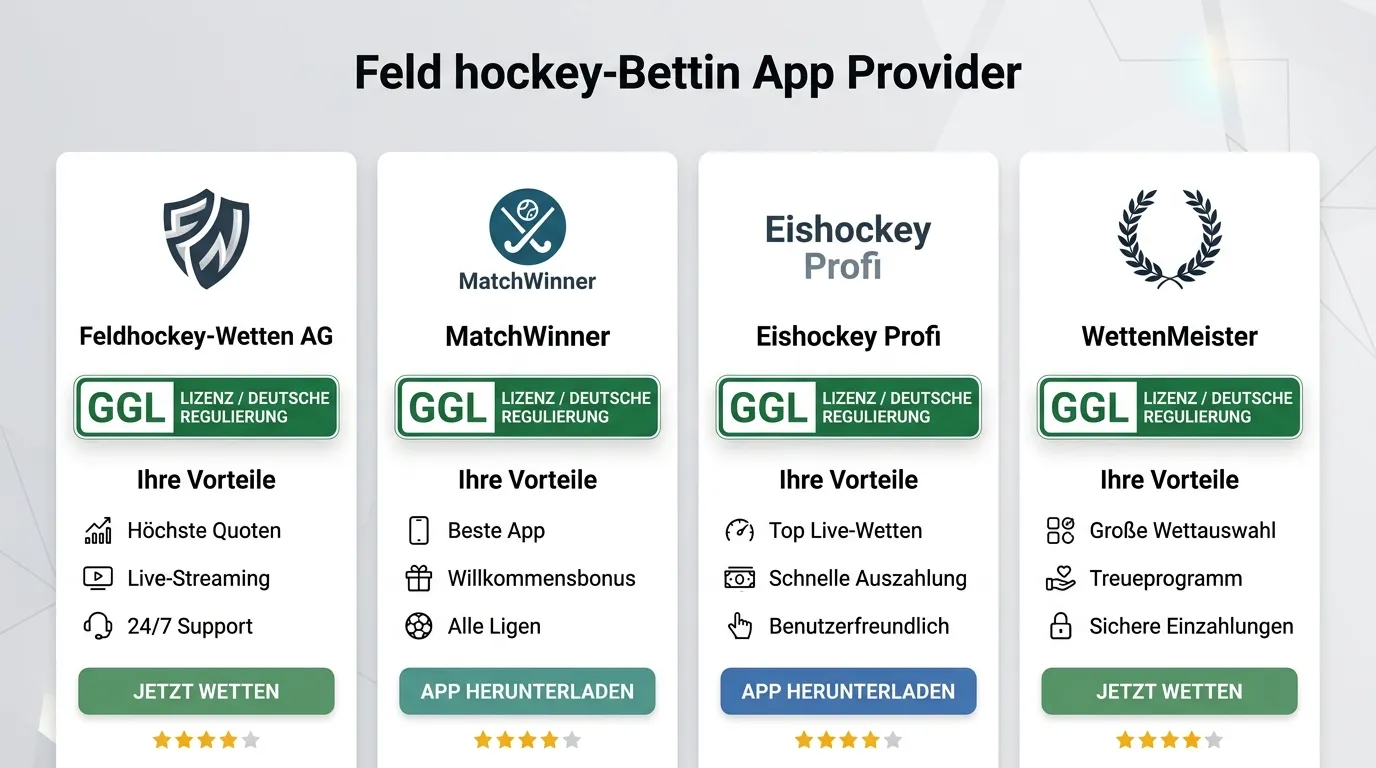 Auswahl der besten Feldhockey-Wettanbieter-Apps nach GGL-Lizenz und Live-Markttiefe