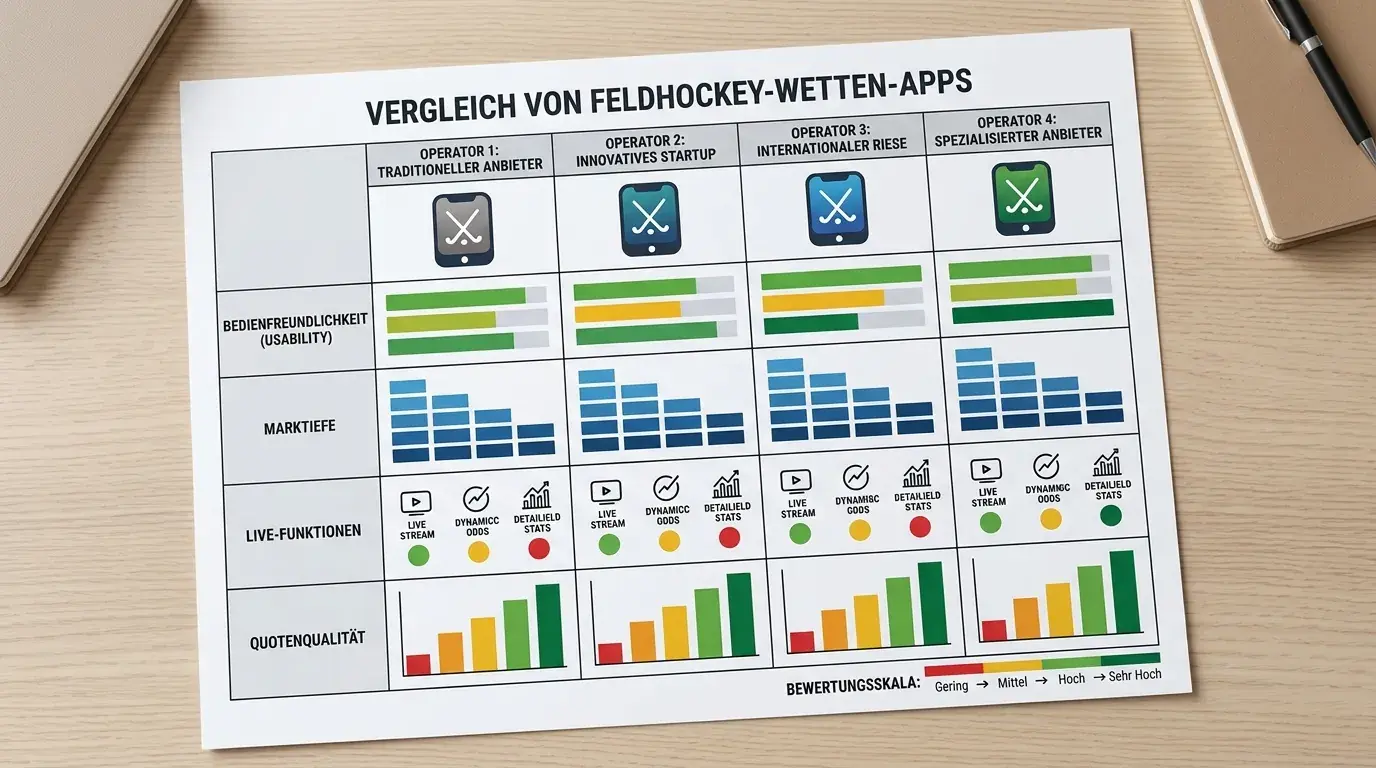 Vergleich der besten mobilen Wettanbieter-Apps für Feldhockey-Live-Wetten