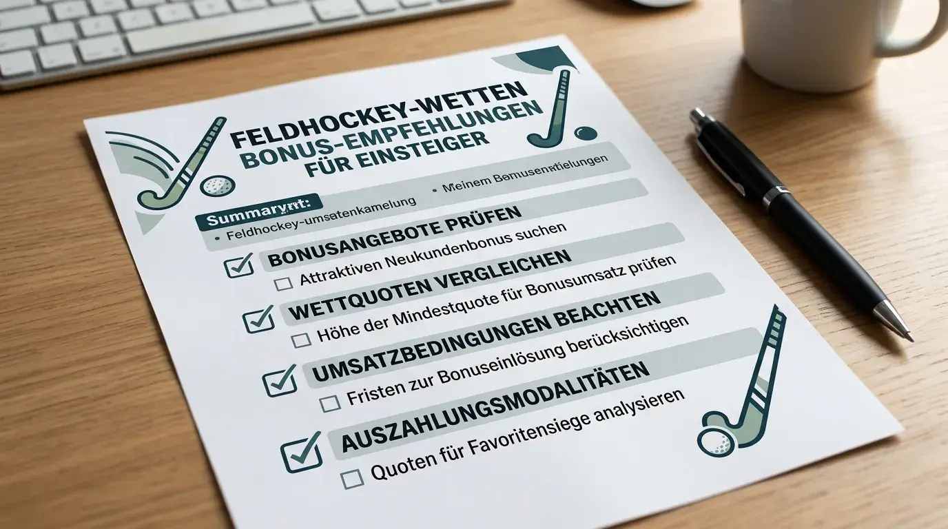 Feldhockey Wetten Bonus Empfehlungen — Zusammenfassung für Neukunden bei GGL-lizenzierten Anbietern