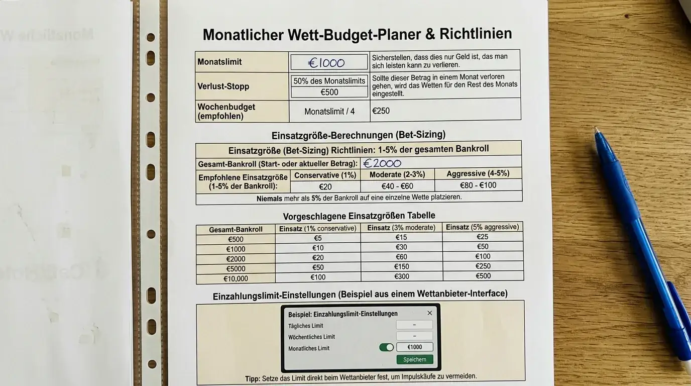 Monatliches Wettbudget festlegen und Einzahlungslimit bei GGL-lizenzierten Feldhockey-Anbietern aktivieren