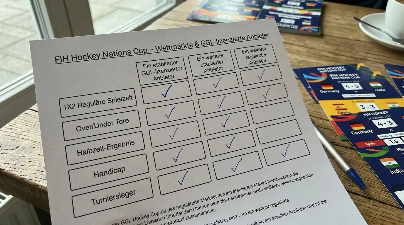 FIH Hockey Nations Cup Wettmärkte bei GGL-lizenzierten Anbietern — verfügbare Wettarten und Markttiefe im Überblick
