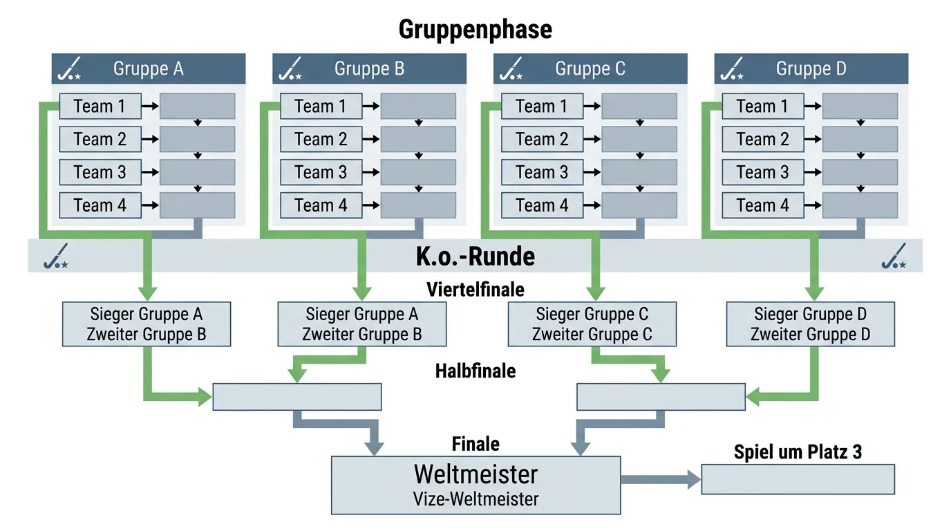 FIH Hockey World Cup Format Gruppenphase und K.o.-Runde — Turnierstruktur aus Wetterperspektive erklärt