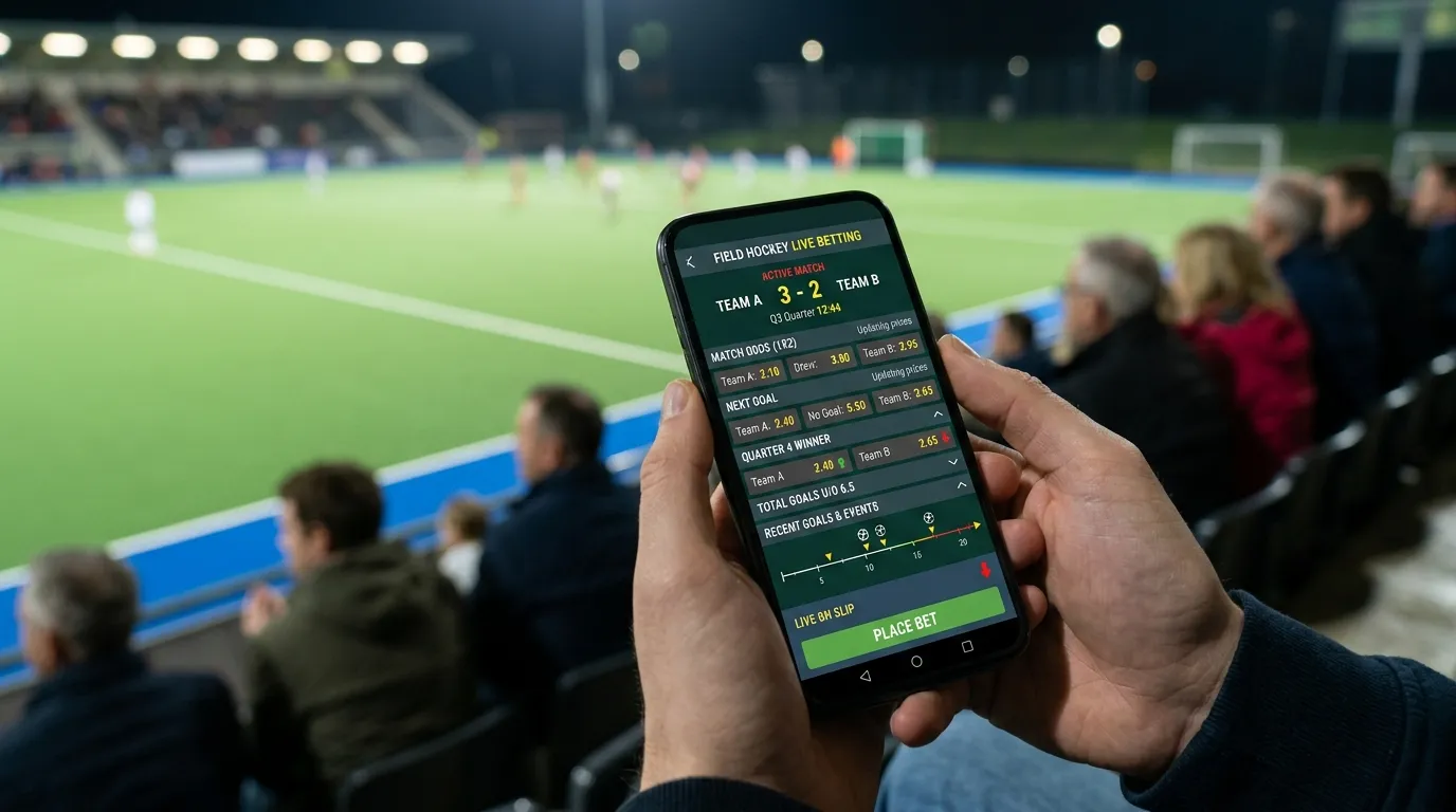 Ein etablierter GGL-lizenzierter Anbieter Feldhockey Live-Wetten In-Play-Interface mit Quotenaktualisierung während der Quartale