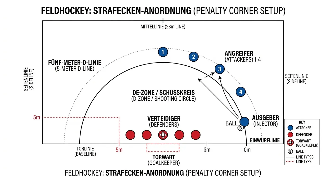 Feldhockey Strafecken Regelwerk Vergabebedingungen Schusskreis Penalty Corner erklärt