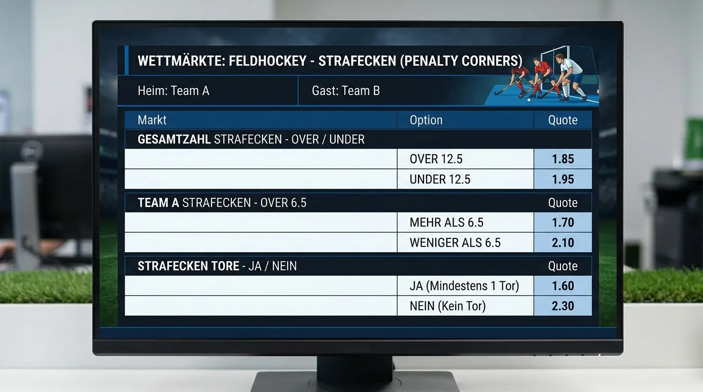 Feldhockey Strafecken Wettmärkte Anbieter Penalty Corner Markttiefe Verfügbarkeit